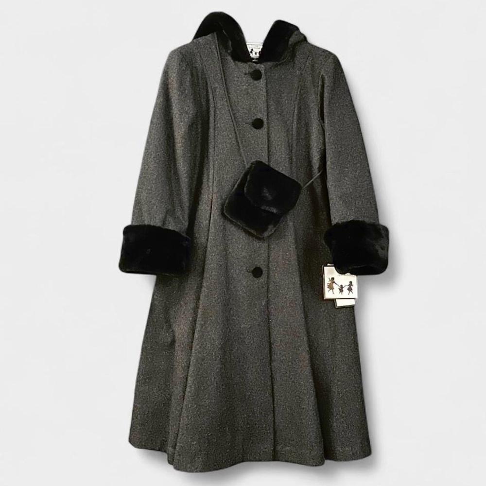 🔥 NWT Trilogy Collection Wool Blend Hooded Winter Coat with Crossbody Purse
